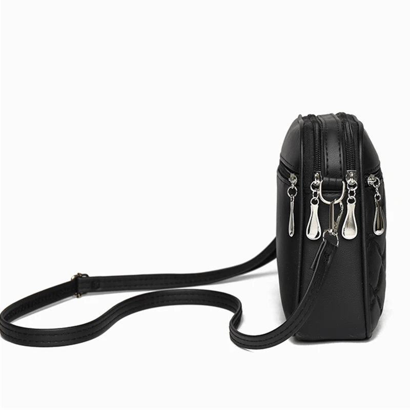 Women's Sling Shoulder Small Square Handbag Quilted Design PU Leather Crossbody Bag Versatile Messenger Bag