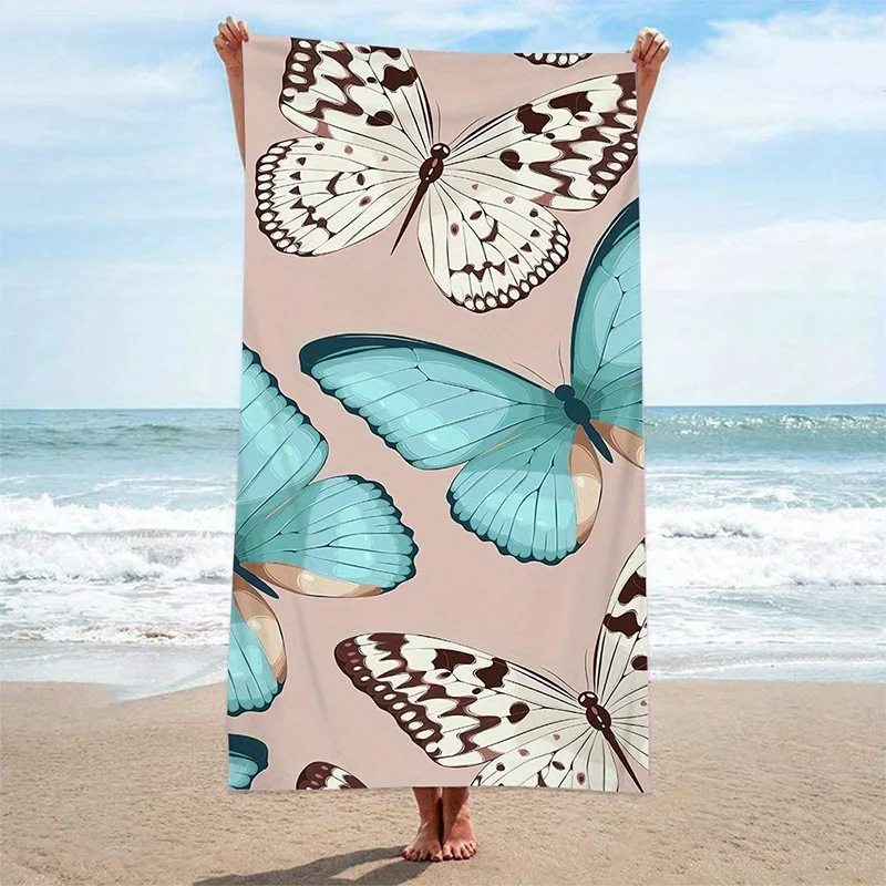 

Beach Towel With Butterfly Print Pattern Sun Protection And Windproof Suitable For Swimming Pool Camping Travel Blanket
