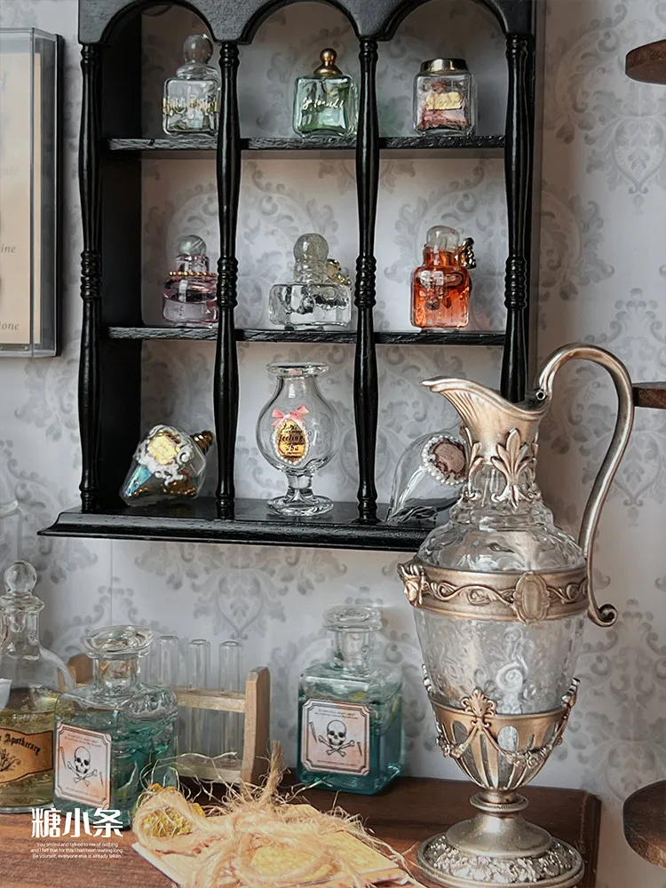 6Points DollHouse Miniature Magic Potions Retro Magic House Bryce Model BJD Potion Bottle Ob Scene Accessory Hourglass Gem Model