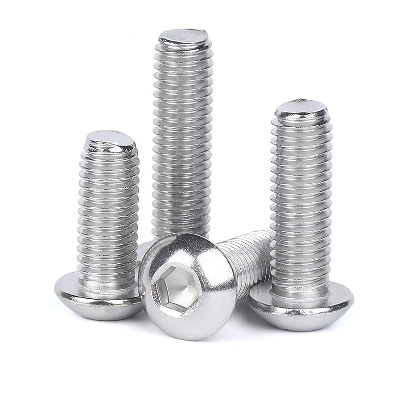 10pcs 1/4 3/8 5/16 2# 4# 6# 8# 10# 304 Stainless Steel Anglo American Round Pan Head Hexagon Socket Screw Button Head Allen Bolt