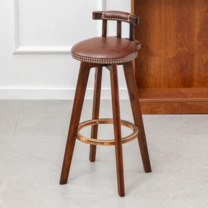 

Modern Swivel Bar Stools European Wood Stylish Minimalist High Stool Reception Lounge Counter Tabourets De Bar Room Furniture