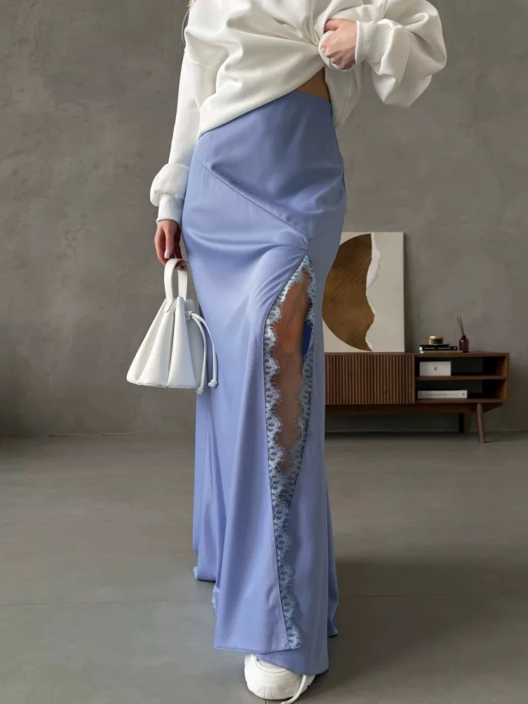 

Elegant Solid Color Trumpet Skirts Fashion Slim High Waist Slit Skirts Women Female Office Long Skirt Spring Summer Autumn