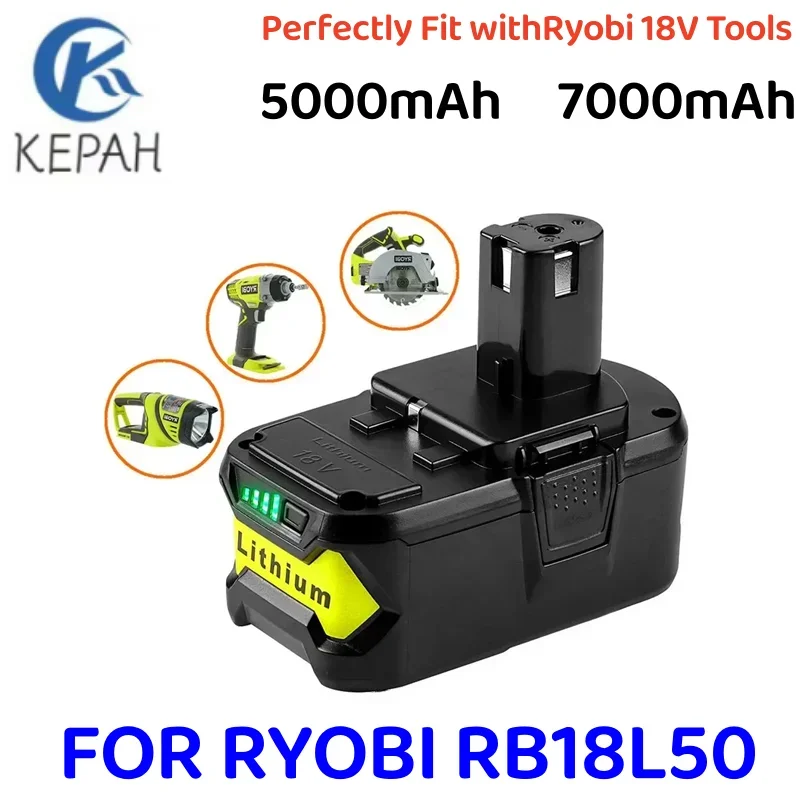 

18V 5AH/7AH Li-ion Rechargeable Battery for Ryobi ONE+ cordless Power Tool BPL1820 P108 P109 P106 P105 P104 P103 RB18L50 RB18L40