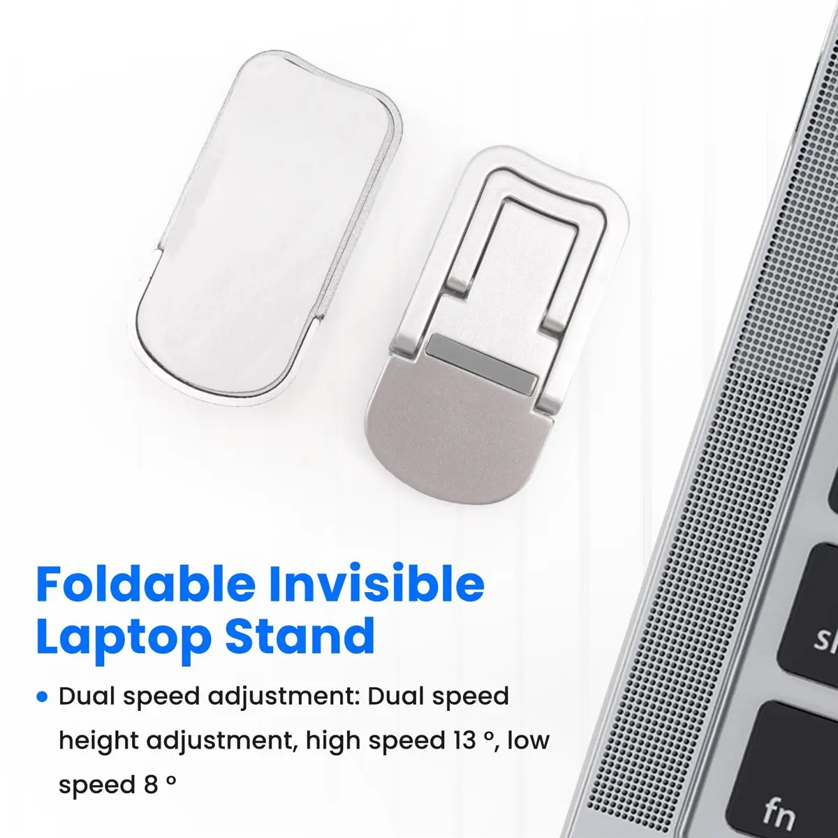 A46U 2Pcs Portable Laptop Stand Computer Riser Lift Self-Adhesive Foldable Invisible Notebook Adjustable Height Stand Silver
