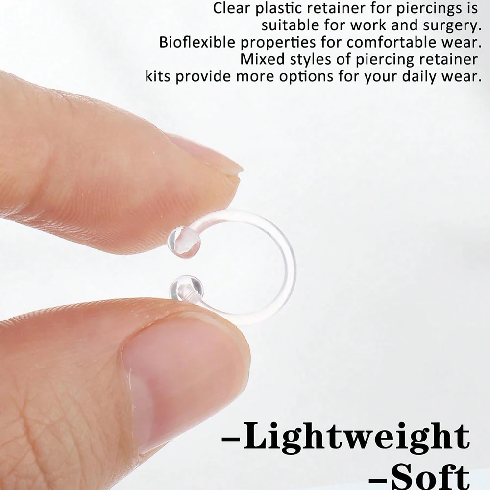 Mix Style Clear Piercing Retainer Hypoallergenic Flexible Bioflex Plastic Invisible For Work Surgery Clear Retainer Belly Rings