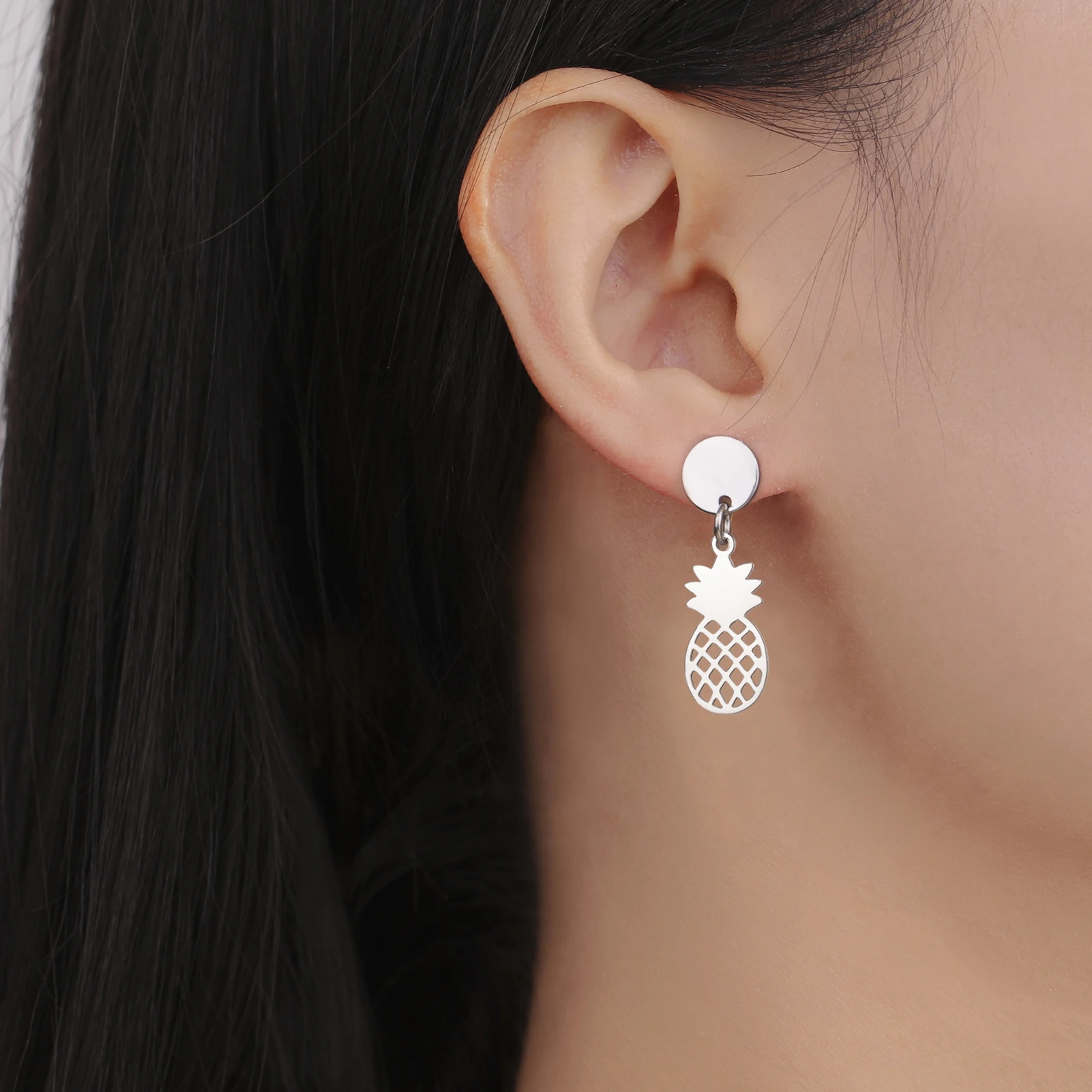 Unift Tropical Fruit Pineapple Earrings for Women Stainless Steel Huggie Earrings Trendy Minimalist Jewelry Friendship Gift New