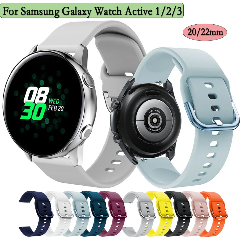 20/22mm Sport Band For Samsung Galaxy Watch 3/4/5/5pro Soft Silicone For Galaxy Watch Active 1/2/3 Watchband Strap Bracelet