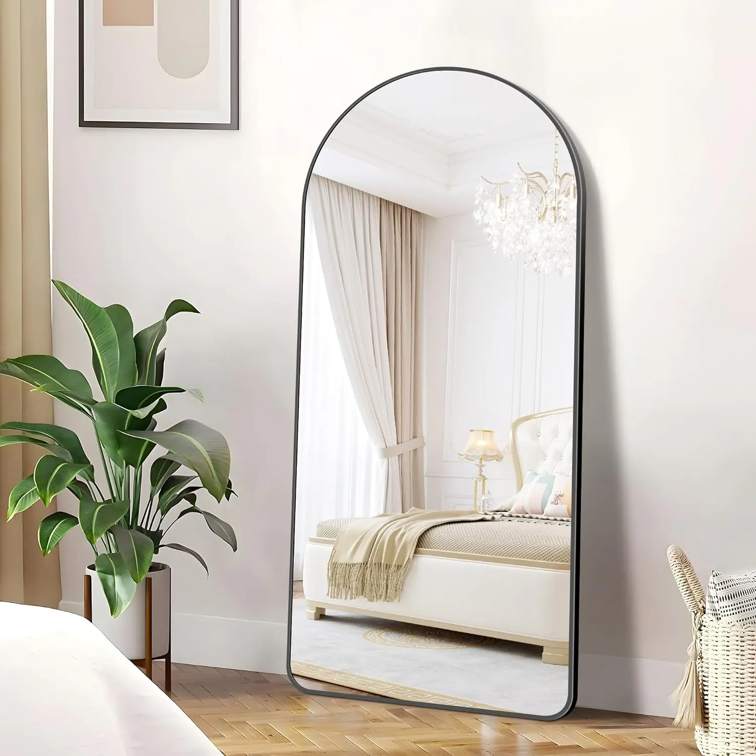 

Large Arched Wall Mirror 60x30 Inch, Black Arched Full Length Mirror with Aluminum Frame for Bedroom, Fireplace,Entryway
