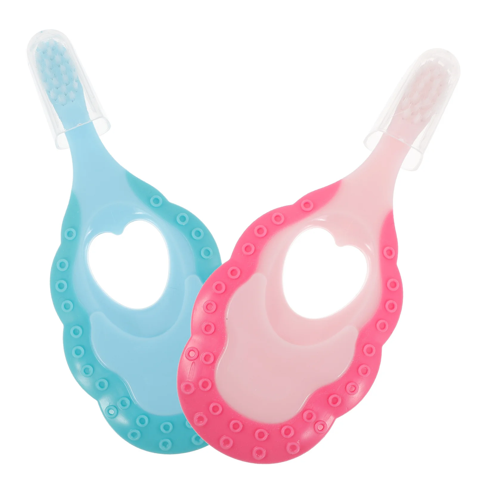 BUTIFULSIC 2 قطعة فرشاة أسنان الطفل المحمولة شعيرات ناعمة يده أداة تنظيف الفم للأطفال التسنين والتدليك