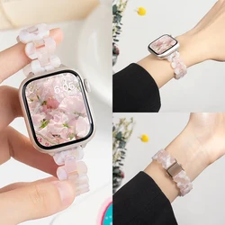 Resin Strap For Apple Watch band 45mm ultra 2 49mm 44mm 40mm 41mm 40 mm Slim glacier Link bracelet iwatch series 9/8/7/SE 6 5 4