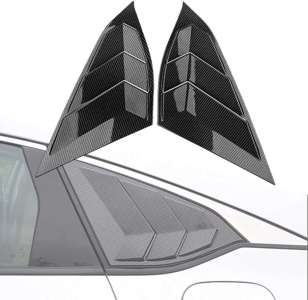 Racing Style Rear Side Window Louvers Air Vent Cover For Honda Accord 2018 2019 2020 2021 2022-Carbon fiber black