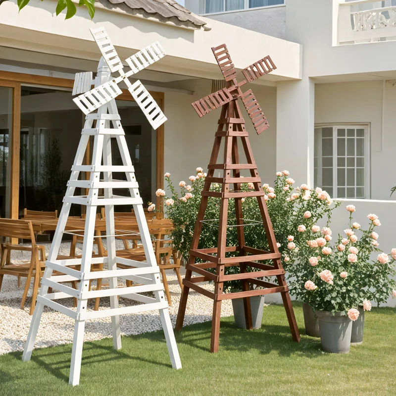 

Outdoor windmill flower stand preservative wood climbing vine courtyard grape outdoor flower plant rose garden