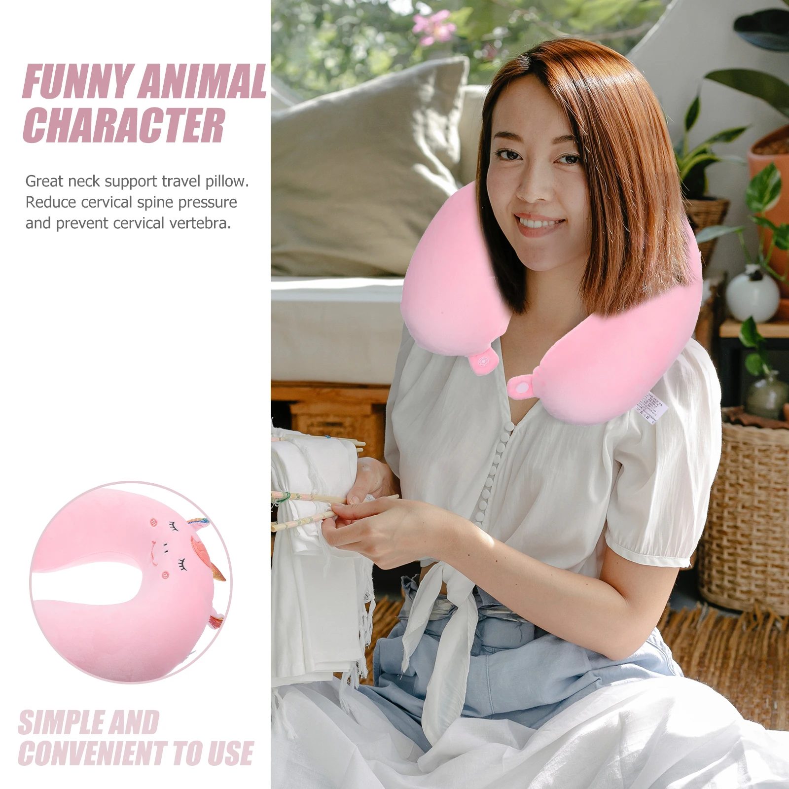 

1Pcs U-Shaped Neck Support Pillow Travel Neck Cushion Animal Cartoon Soft Comfortable for Kids Pillow Animal