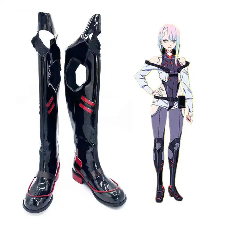 Game Punk Lucy Cosplay Shoes Cyber Anime Edgerunners Lucy Cospaly Boots For Women Men Wig Halloween Costume Glow Accessory Prop