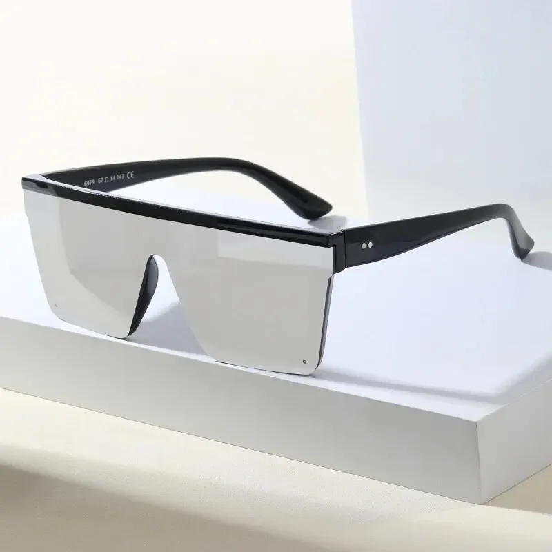 European and American Trendy Large Frame One-piece Sunglasses New Men and Women Street Photography Driving Sunglasses Retro