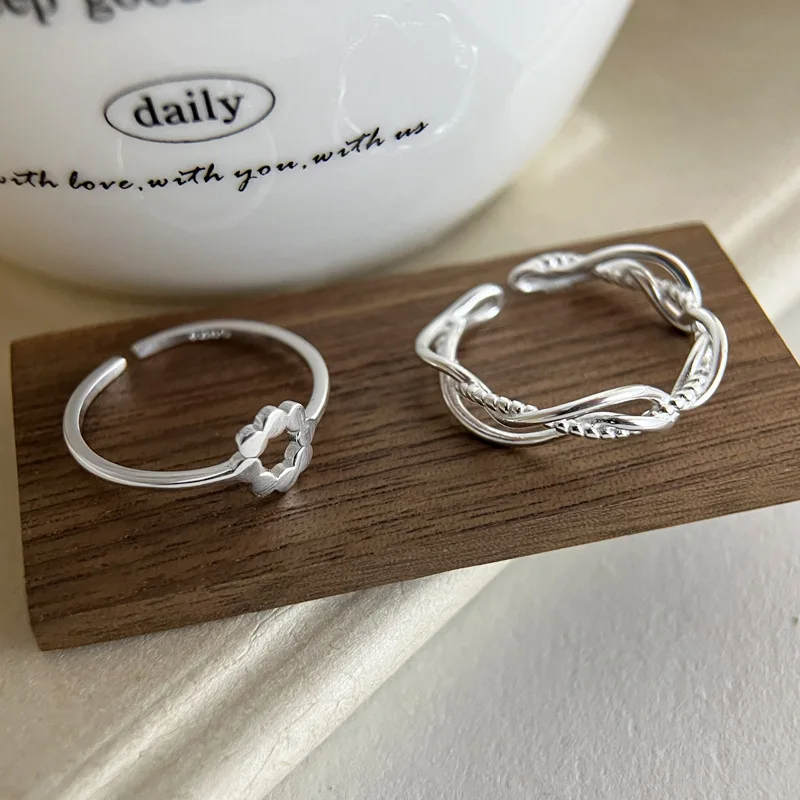 

925 Sterling Silver Luxury Jewelry Flower Wave Open Woman Rings Couple Wedding Engagement Accessories Jewellery Argent 925
