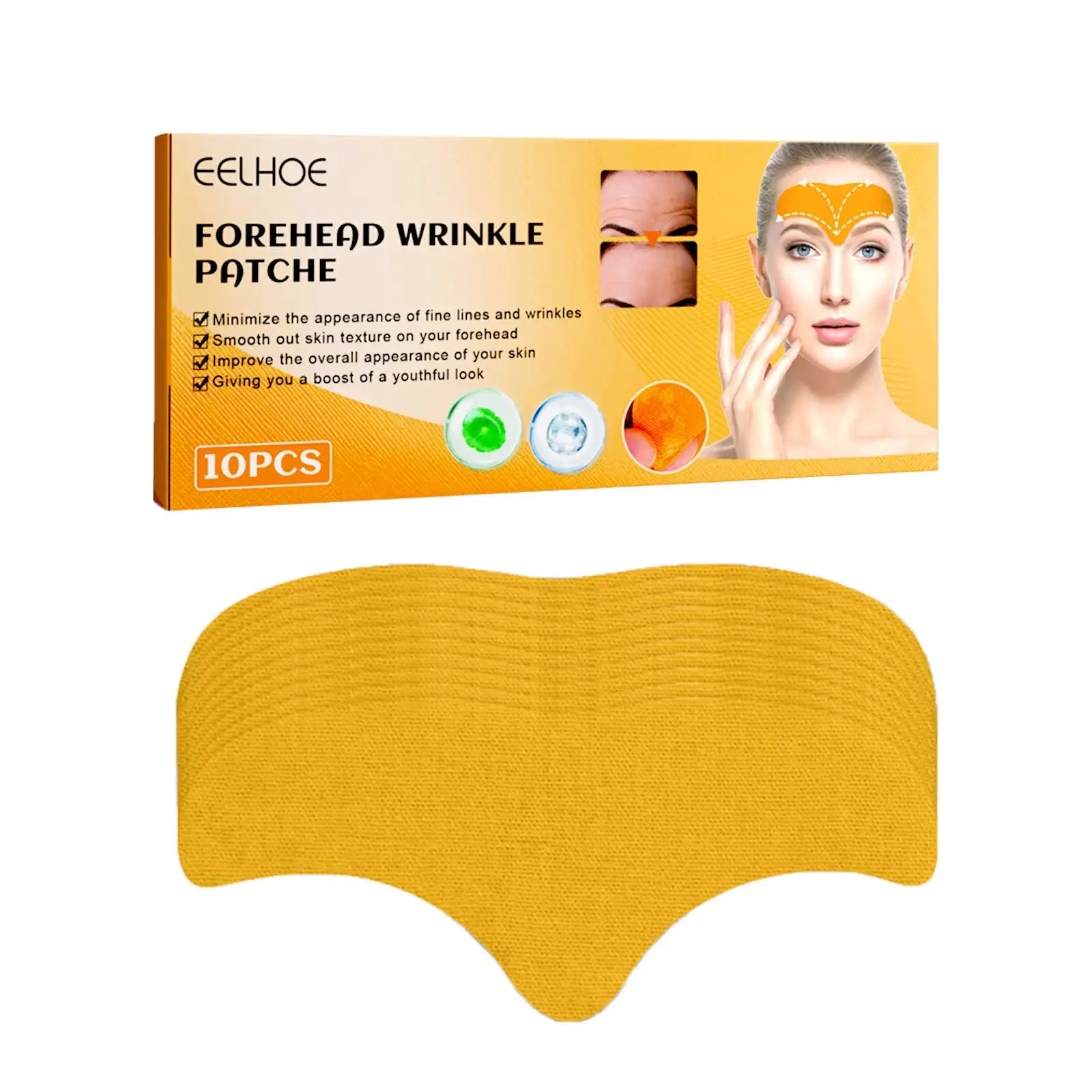 Patchs frontaux déformables au collagène, masque facial, dissolvant de lignes de tête, lifting anti-âge, élimination de la ligne frontale, patch de gel, 10 pièces