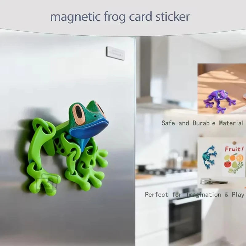 High Tech 3D Printed Magnetic Frog Fridge Magnet Articulated Joint Figure Glow in Dark Dragon Toy Desk Decor Gift Night Light