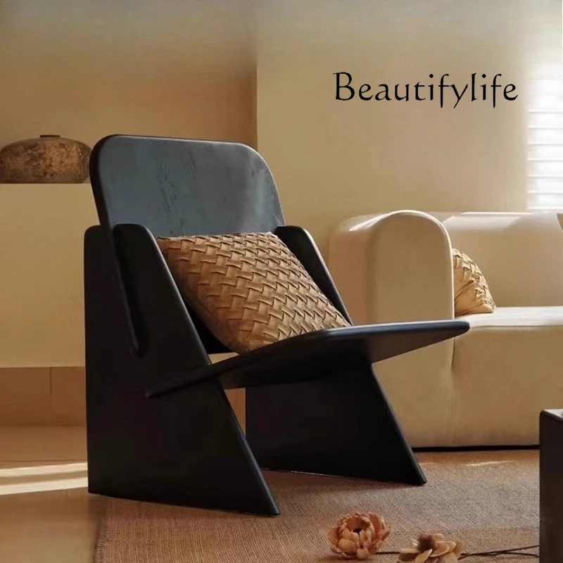 

Nordic minimalist solid wood sofa chair light luxury modern designer chair balcony single leisure chair