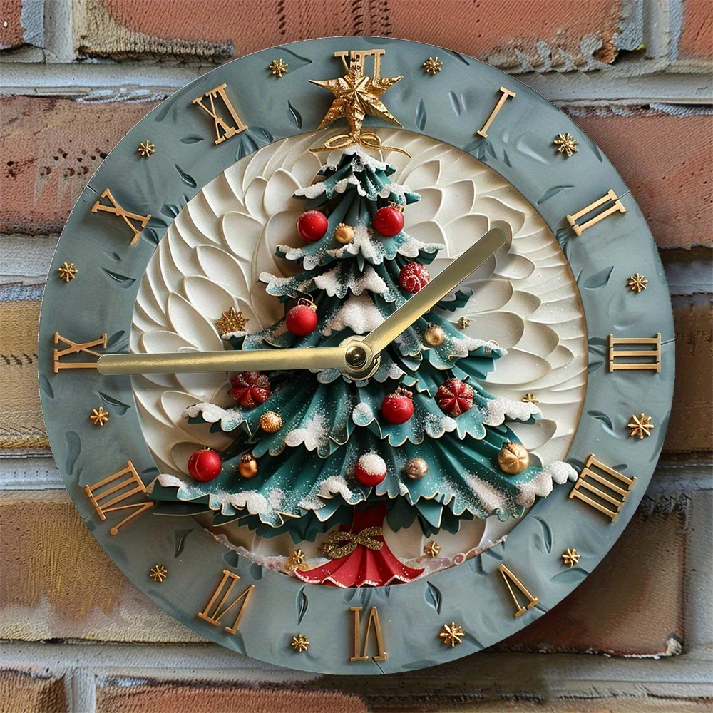 

Silent Wall Clock with Christmas Tree Design - Perfect for Winter & Apartment Decor, Diy Craft Supplies Wall Clock Modern Design