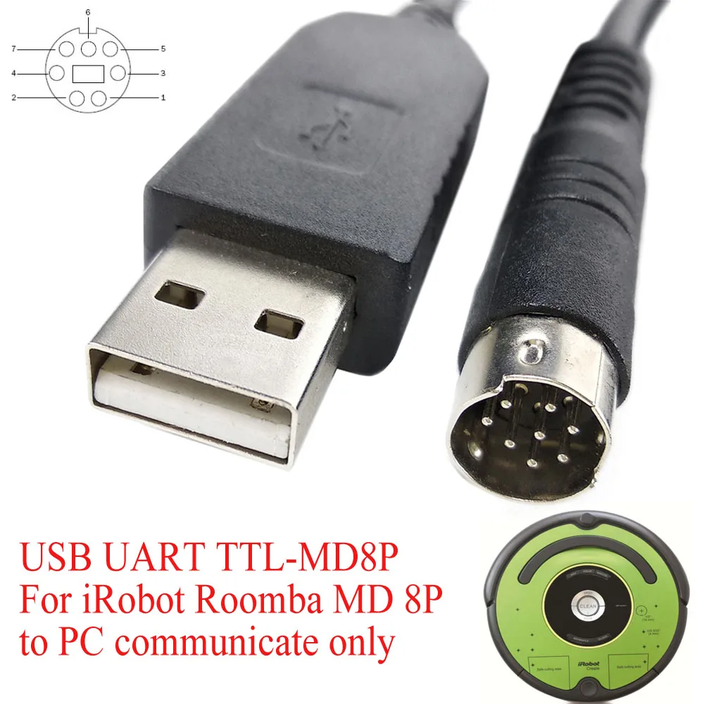 USB A إلى Mini DIN 8P FTDI USB UART TTL 5 فولت لبطاريات Roomba ، منفذ تسلسلي صغير الدين