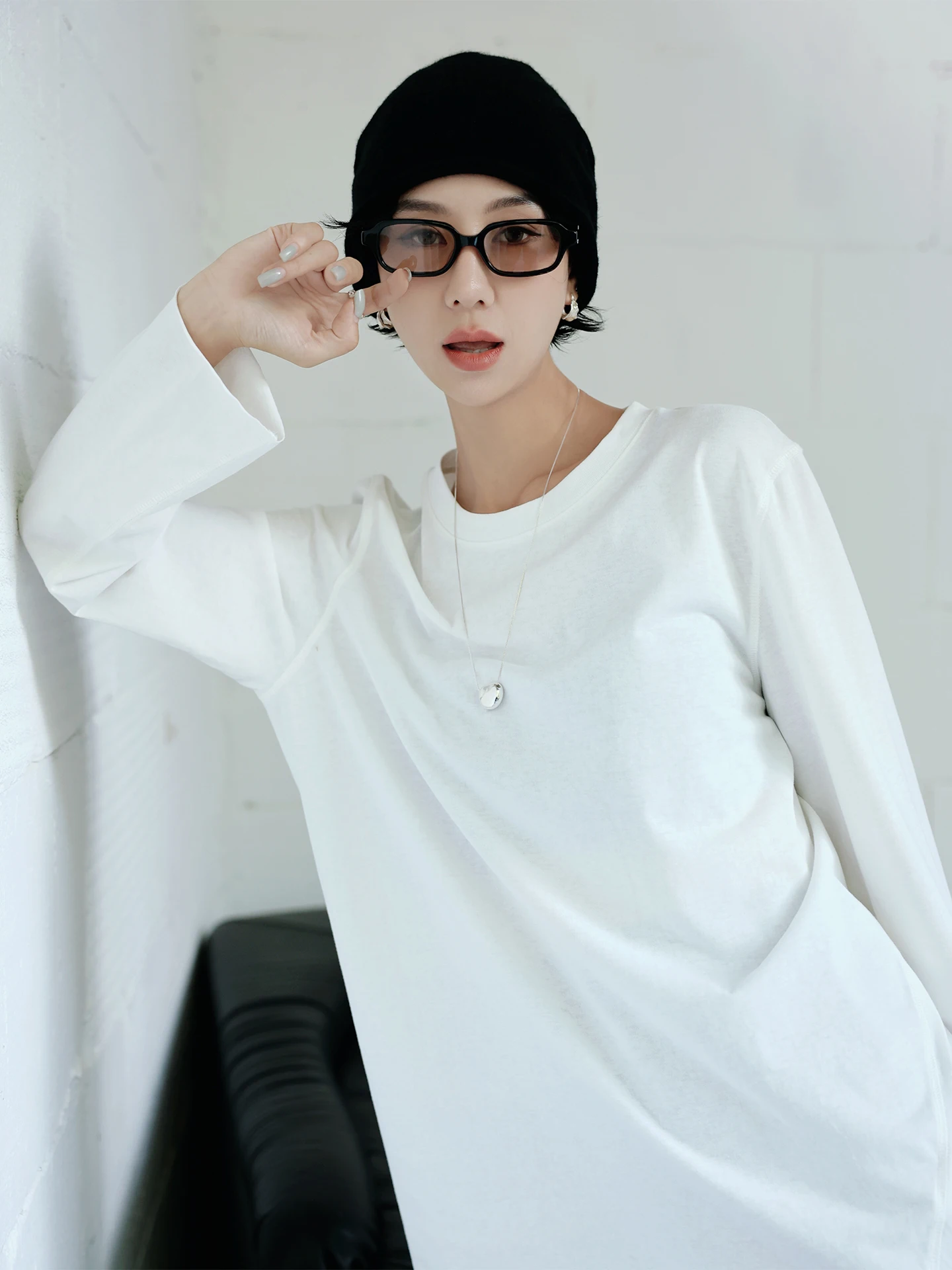 

TT Lazy Sle Long Sve T-irt Women's Spring New Loose Fit Asymmetrical Cut Cotton Polyester Blend Commute Ready