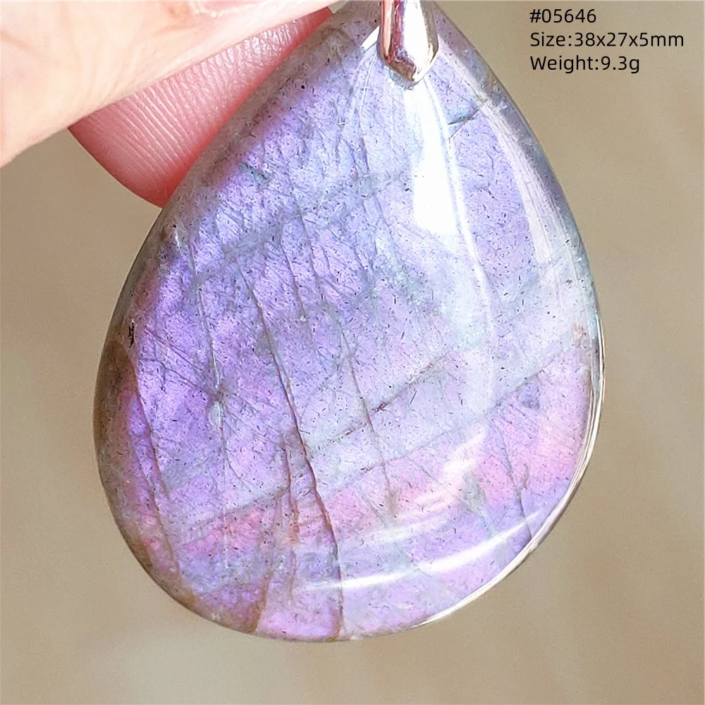 Natural Purple Labradorite Pendant Necklace Jewelry Green Colorful Big Blue Light Labradorite Bead Women Men AAAAAA