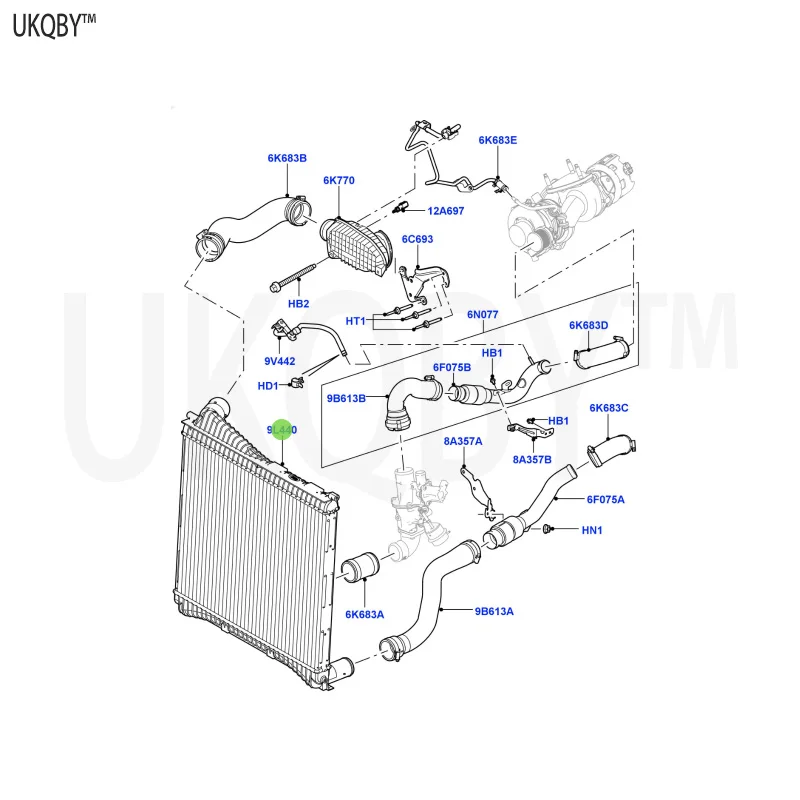 La nd Ro ve r Sp or t Ra ng e Ro ve r 2010-2013 LR015603 intercooler