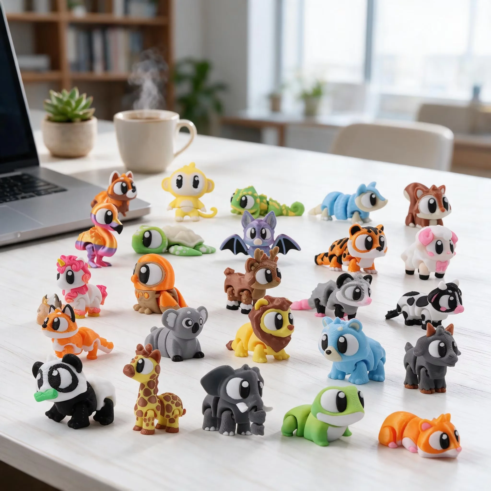 30 pieces - 3D printed random small animal decorations, mini statues, party favors, handmade art home decorations, Goodies view 5
