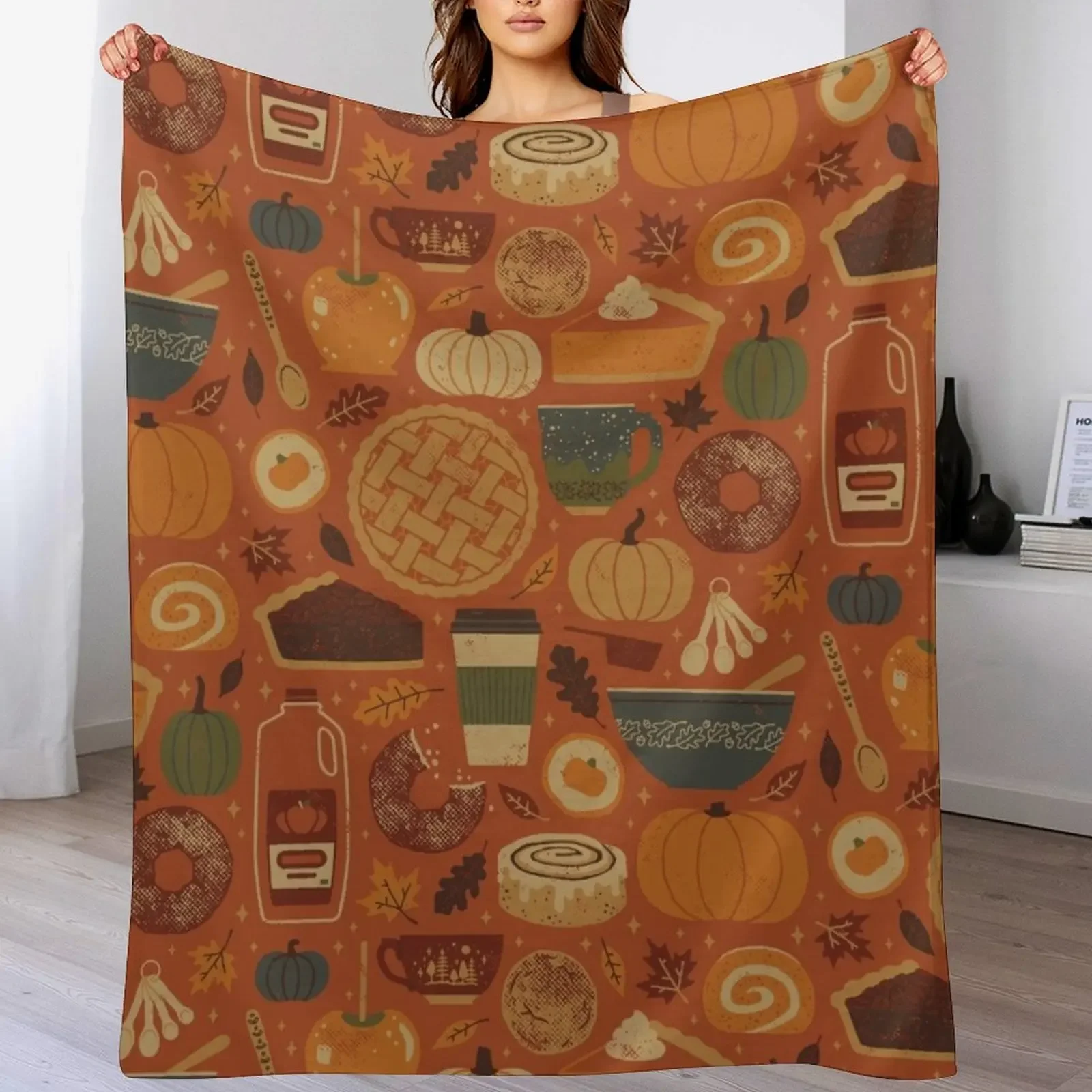 

Pumpkin Spice Throw Blanket Reusable Durable Soft Blanket for All Seasons