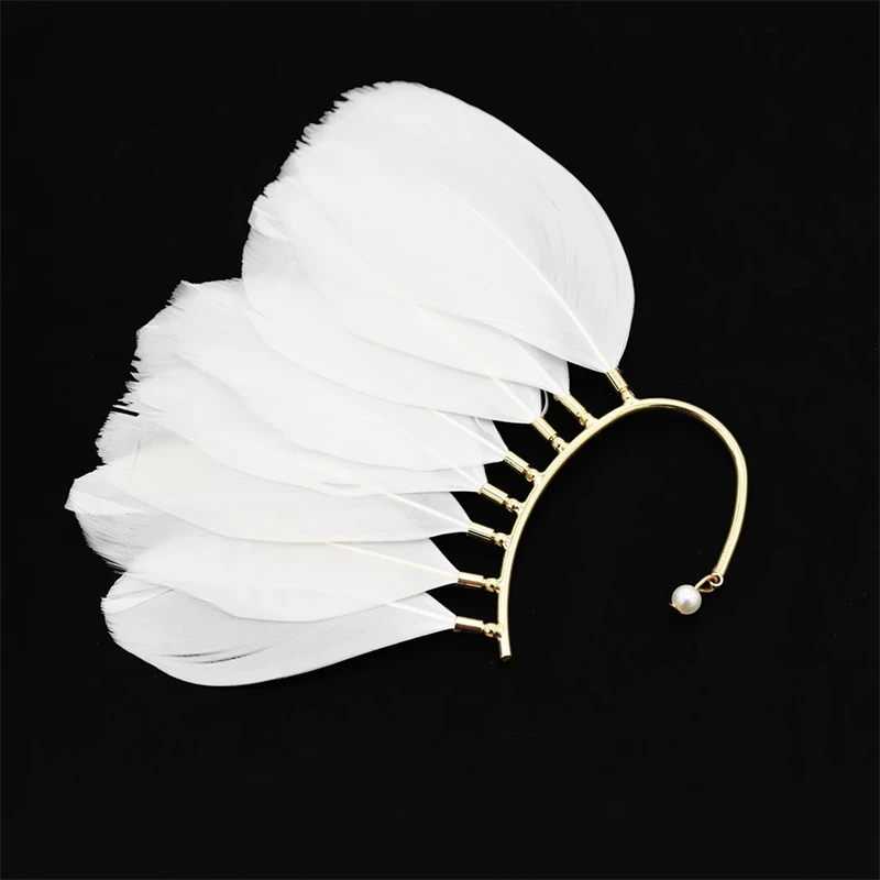 African Feather Ear Clips Personality Tricolor Non Pierced Earrings Fashion Men/Women Festive Party Jewelry Gift Wholesale