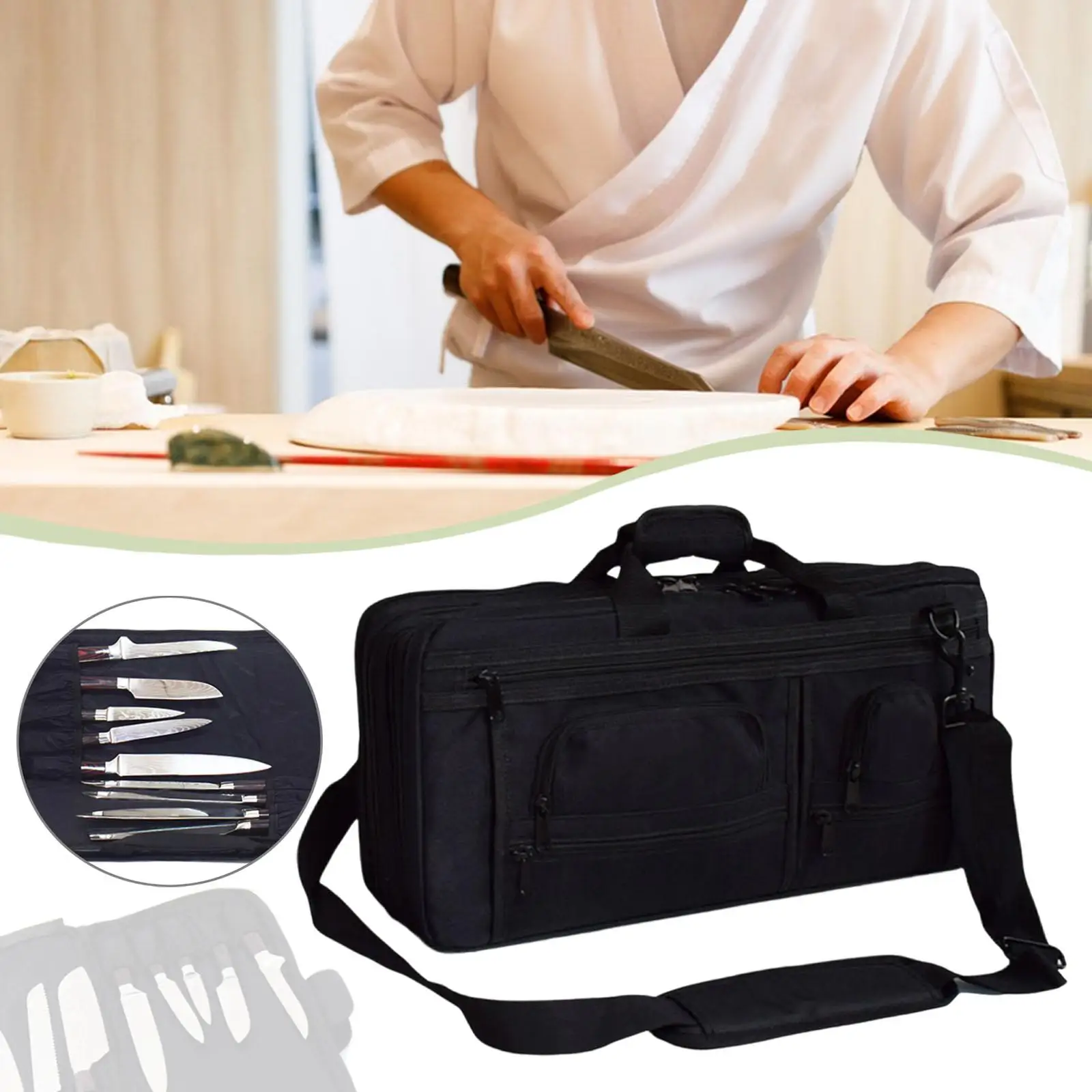 

Knives Carry Case Chef Knife Storage Organizer Zipper Pouch Holder for Cooking Barbecue Outdoor Events