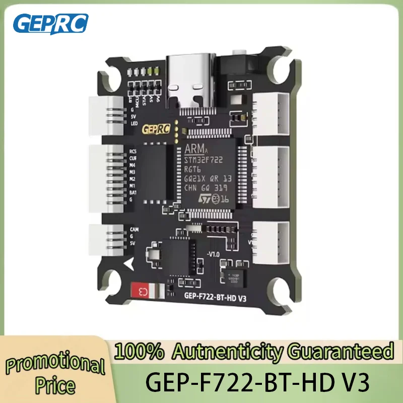 

GEPRC GEP-F722-BT-HD V3 Flight Controller 3-6S LiPo 36.9×36.9mm ICM42688-P for Remote Control FPV Racing Drone