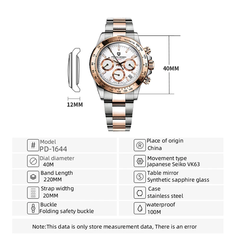 PAGANI DESIGN 2026 New Ice blue Luxury Quartz Watch Men Sports Chronograph Automatic Date Stainless steel Waterproof Wrist watch view 6