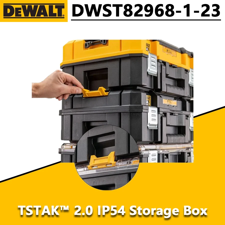 DEWALT DWST82968-1-23 TSTAK™ 2.0 IP54 Storage Box Tool Box Drill Bit Box Power Tool Accessories 440*333*119mm