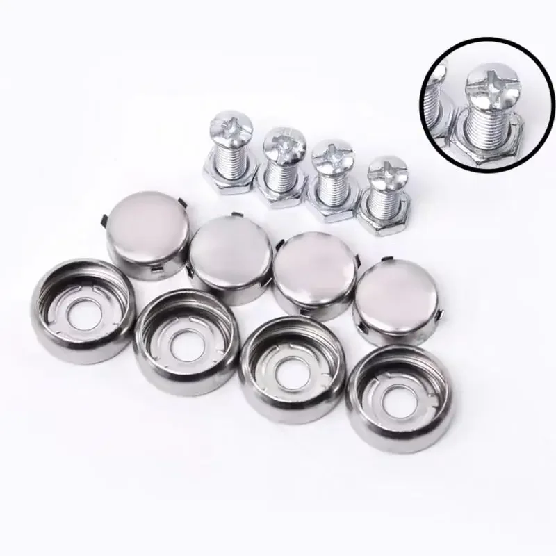 

1Set Chrome Anti-theft Screws Car License Plate Bolts Circular Frame Screws Number Plate Fixing Nut Car Accessories