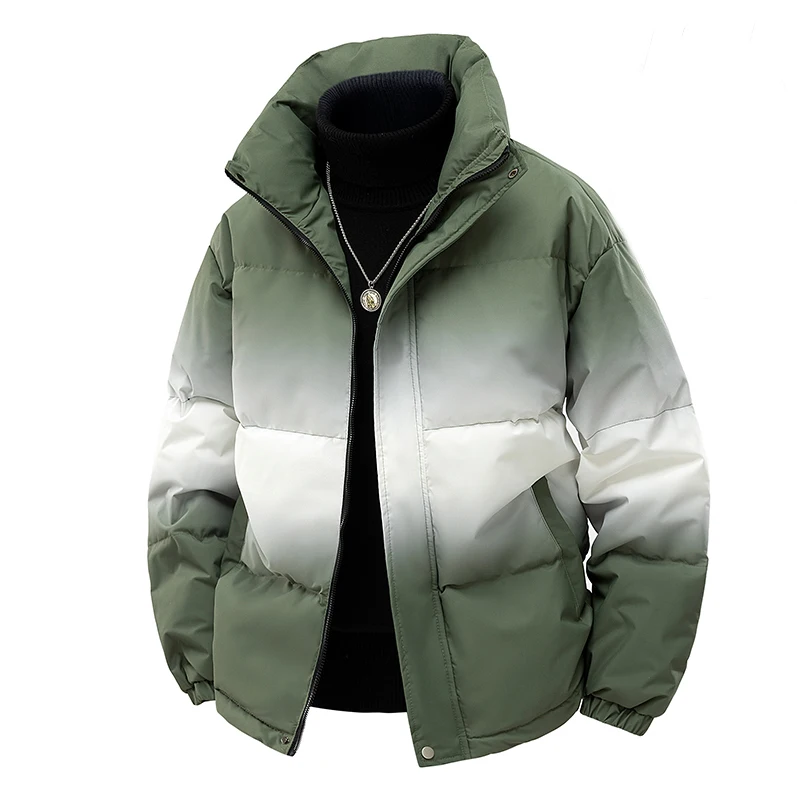 Fashion Men's Stand Collar Duck Down Jackets 2025 Winter Casual Warm Puffer Coat High Streetwear Windproof Loose Padded Clothing