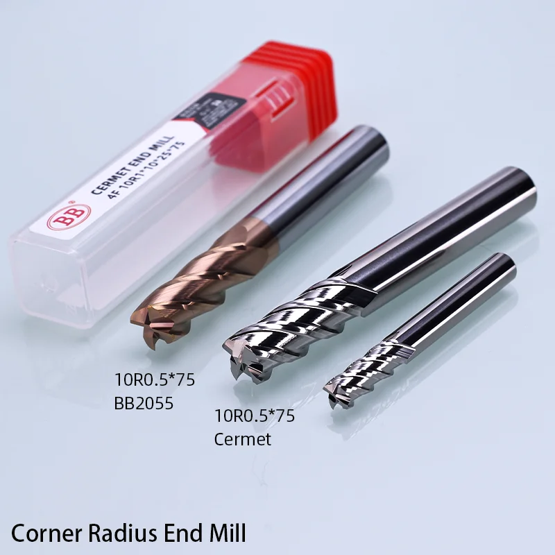 BB Cermet Flat End Mill Ball Nose Corner Radius Die Steel Cast Iron Cutting CNC Machining Metal Ceramic Tool 6mm 8mm 10mm