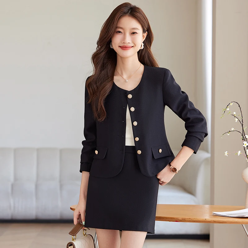 ZJYT Elegant 2 Pieces Sets for Women Single Breasted Jacket Skirt Suits New In Matching Sets Office Outfit Autumn Winter 2024