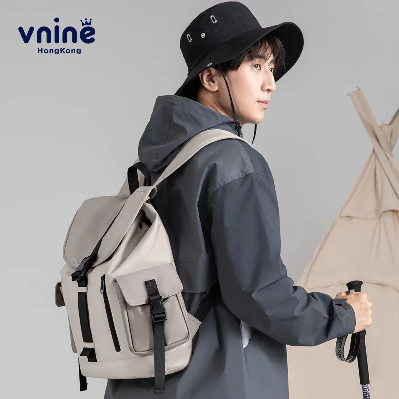 V.NINE Men\'s Backpack Nylon 15 inch Laptop Backpacks with Compartment Buckle Waterproof Travel Office Commuter Back Pack Casual