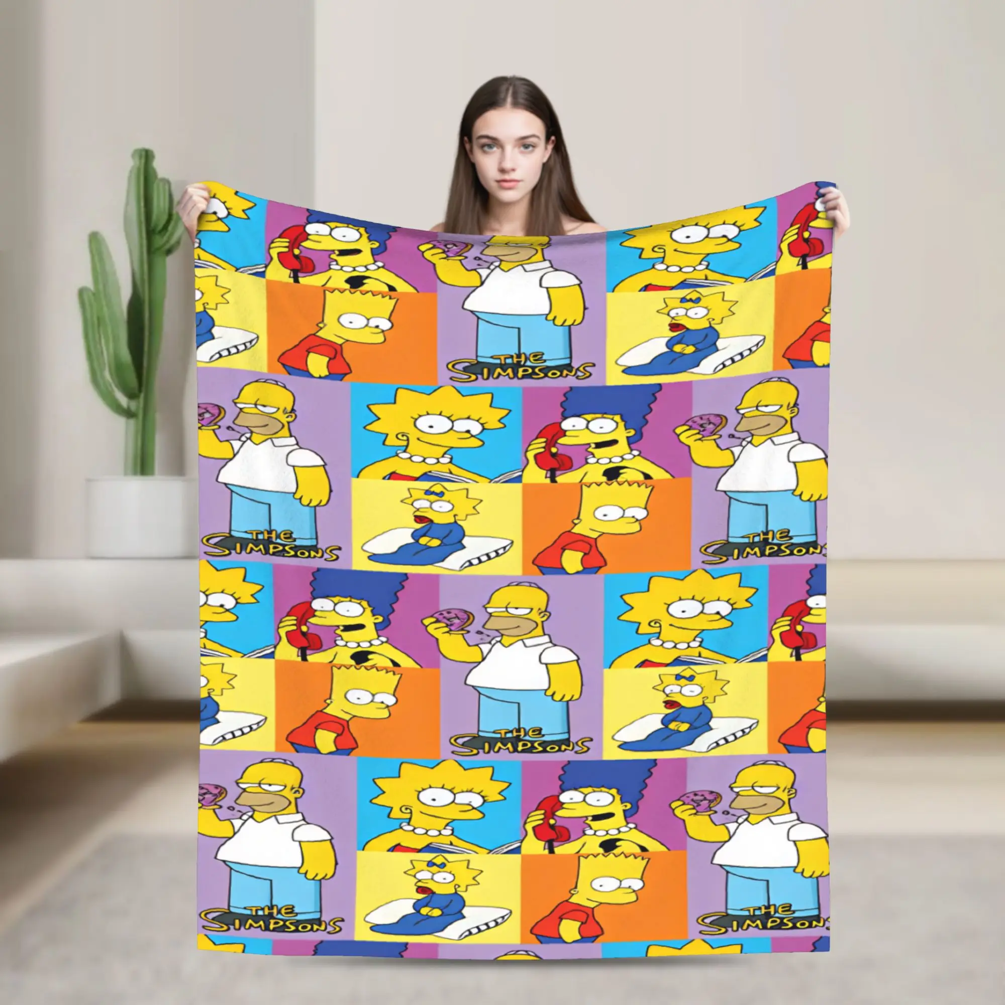 The S-simpsons  Blanket Quality Soft Warm  Throw Blanket Winter Airplane Travel Bedroom Fashion Bedspread