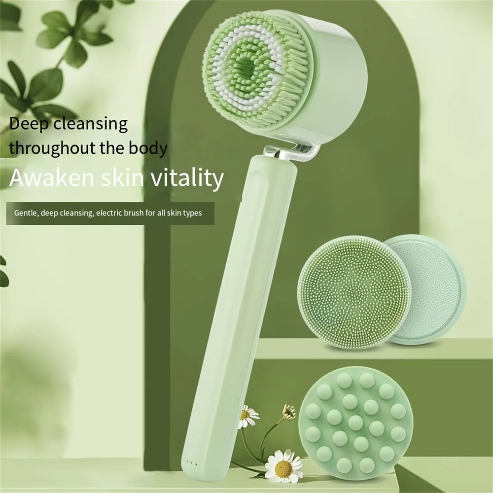 Electric Bath Brush Electric Body Bath Brush Rechargeable Multi-functional Long Handle Back Scrubbing Scrub Face Wash Brush
