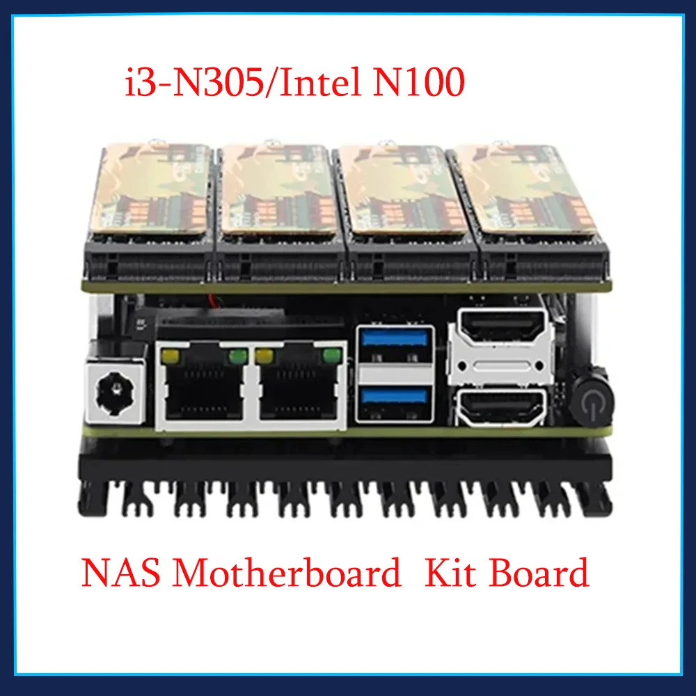 

Intel i3-N305 N100 Development NAS Motherboad 4*M2 NVME Kit Board Firewall Router DDR5 2x I226-V 2.5G 2x SATA 2x HDMI2.1