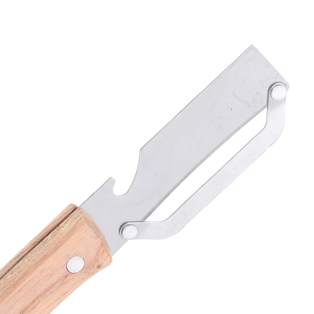 Multi-Functional Vegetable Peeler with Wooden Handle and Bottle Opener Stainless Steel Kitchen Peeler Peeling Tool
