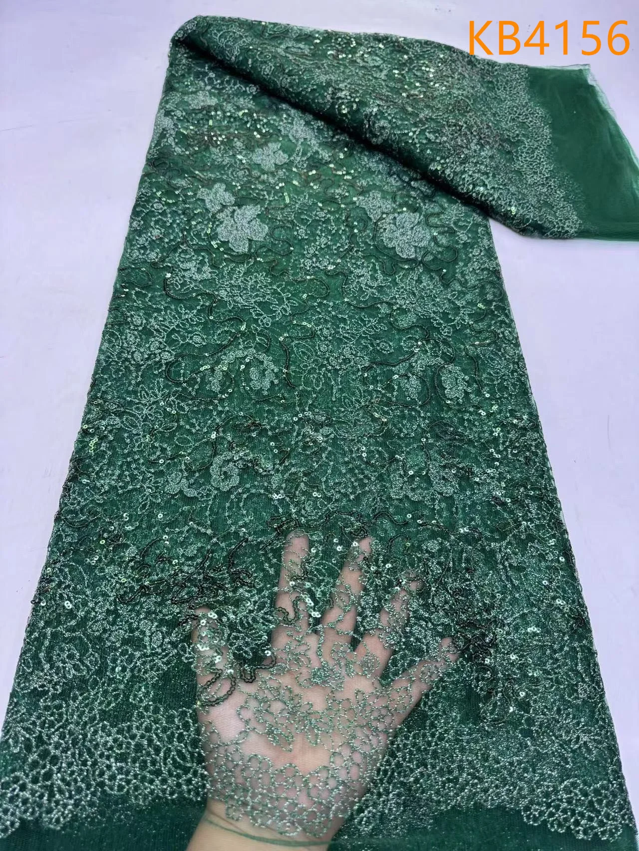 

Teal Green Lace Nigerian Fabric High Quality Nigerian Party Lace Fabric 2024 French Mesh with Sequence For Party Dresses KB4156