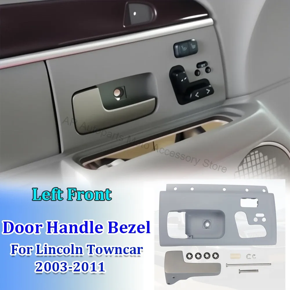 Bisel de manija de puerta delantera izquierda para Lincoln Towncar 2003-2011 con mango de memoria de calor y aire