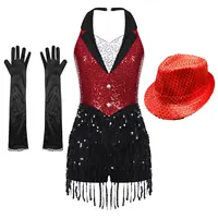 Vestido de baile moderno para mujer, traje de actuación con lentejuelas brillantes, sin mangas, Jazz latino, Tango, Salsa, baile, leotardo, traje
