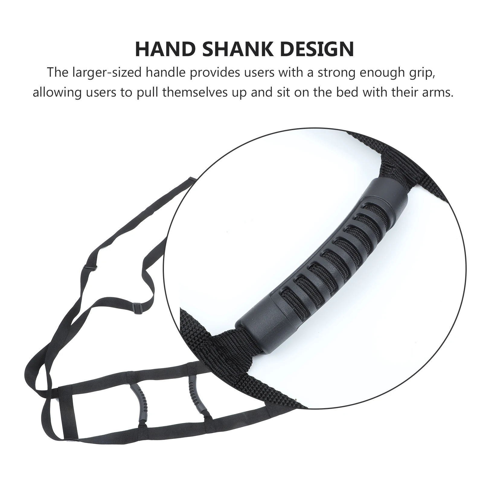 

1 шт., вспомогательный пояс для пробуждения пожилых людей, черная ткань Оксфорд, ремень для лестницы с 5 твердыми ручками, помощь для подтягивания кровати