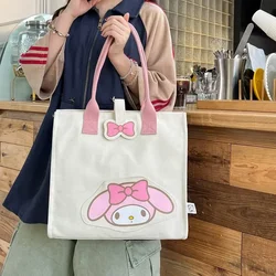 Sanrio Hello Kitty Cute Cartoon Canvas Bag Kawaii Large Capacity Lightweight Girl Heart Students Commuting Leisure Shoulder Bag