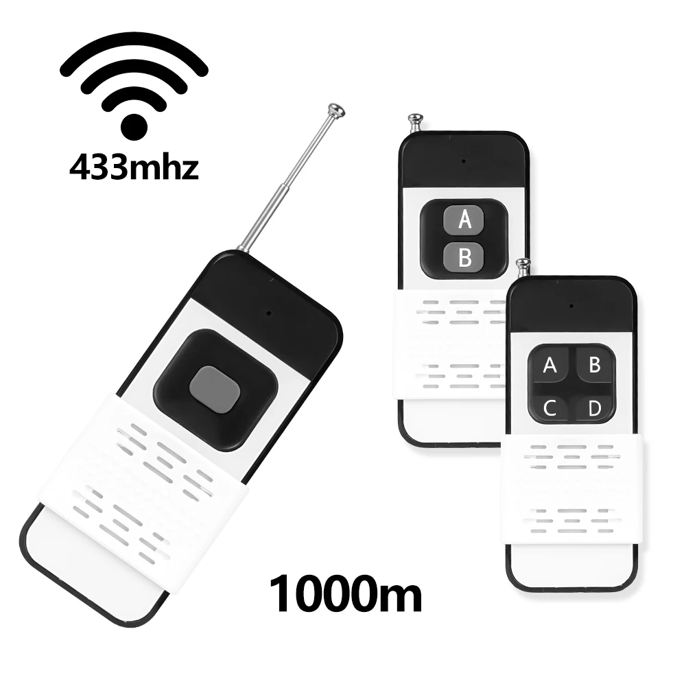 433Mhz Remote Control Wireless Learn Remote 1 2 4 Keys 1527 Learning Code 1000M RF Relay Transmitter for Gate Garage Door Motor